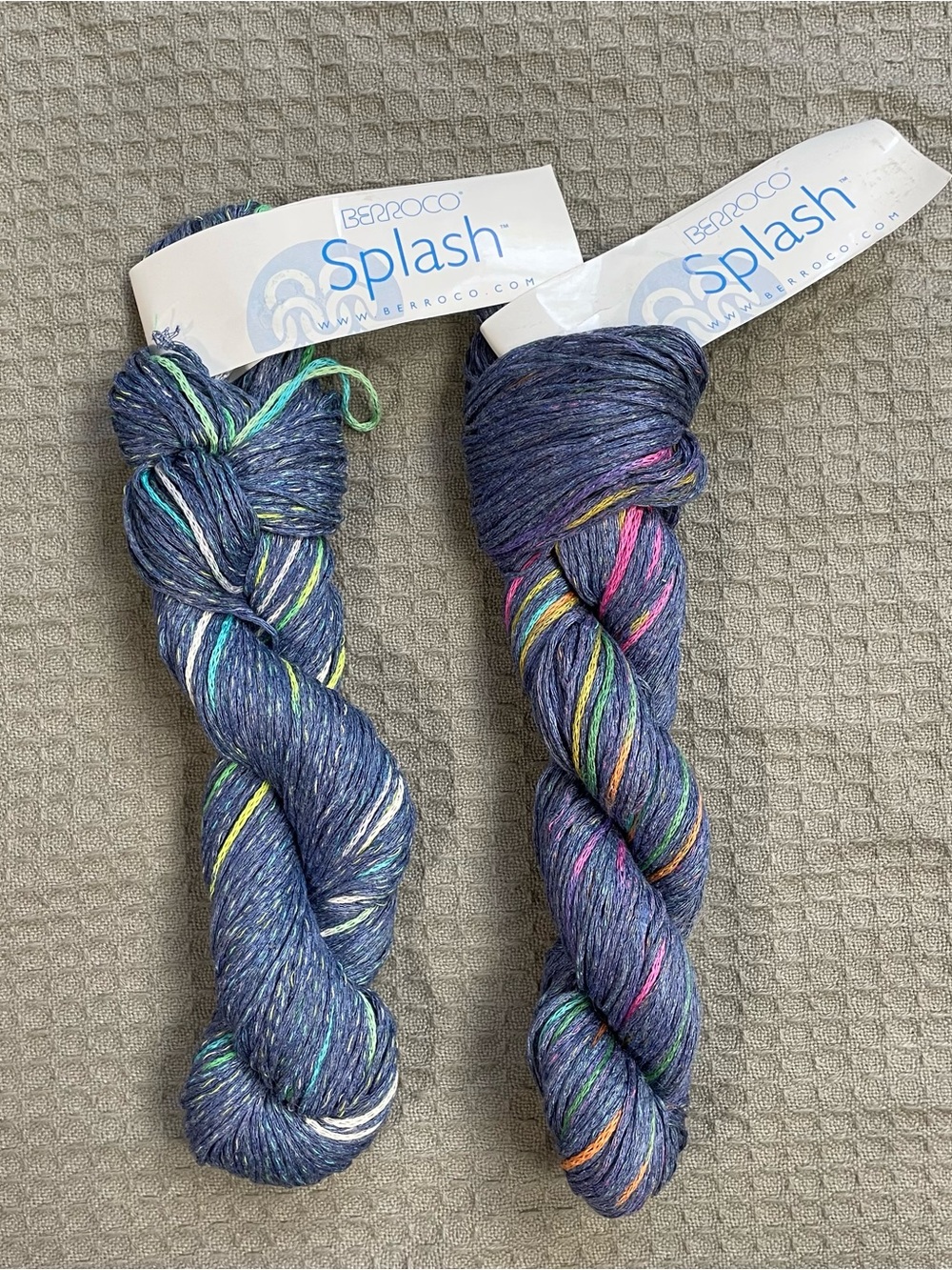 Set of 2 New Berroco Splash Yarn Skeins Hanks Viscose/Organic Cotton Italy